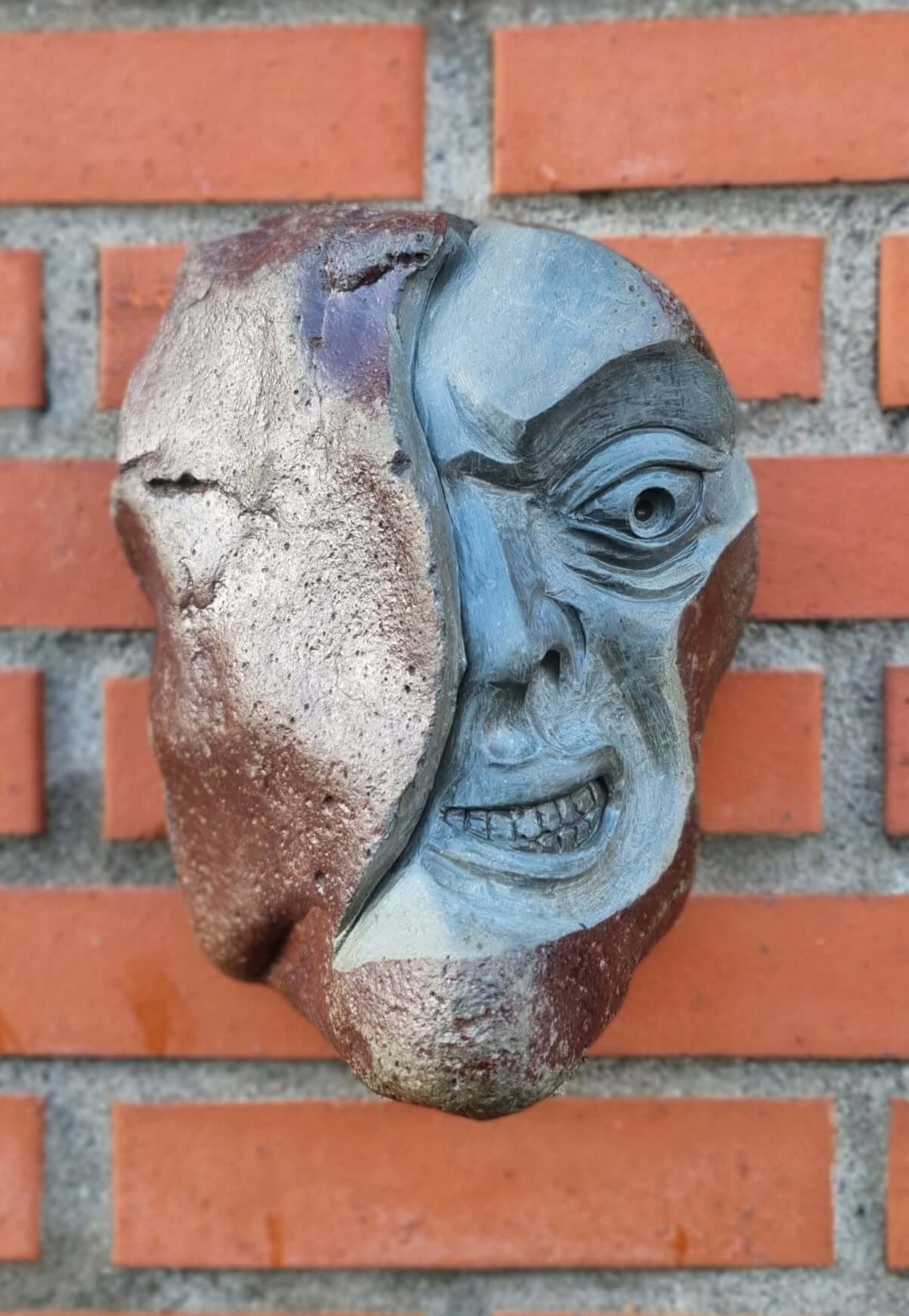 Face carved from Icelandic stone by Jón Adólf Steinólfsson, made for Art Nordic 2026